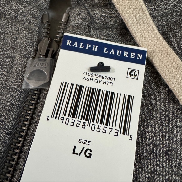 Polo Ralph Lauren Classic Full-Zip Fleece Sweatsuit Ash Grey Heather Black Pony - Picture 14 of 16